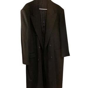 LOUIS DELL'OLIO Men's Black Cashmere Overcoat Size L Double-Breasted
